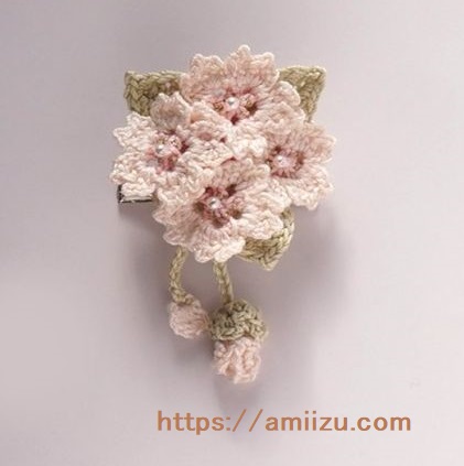 レース編みの桜の花モチーフ無料編み図と編み方 あみーず